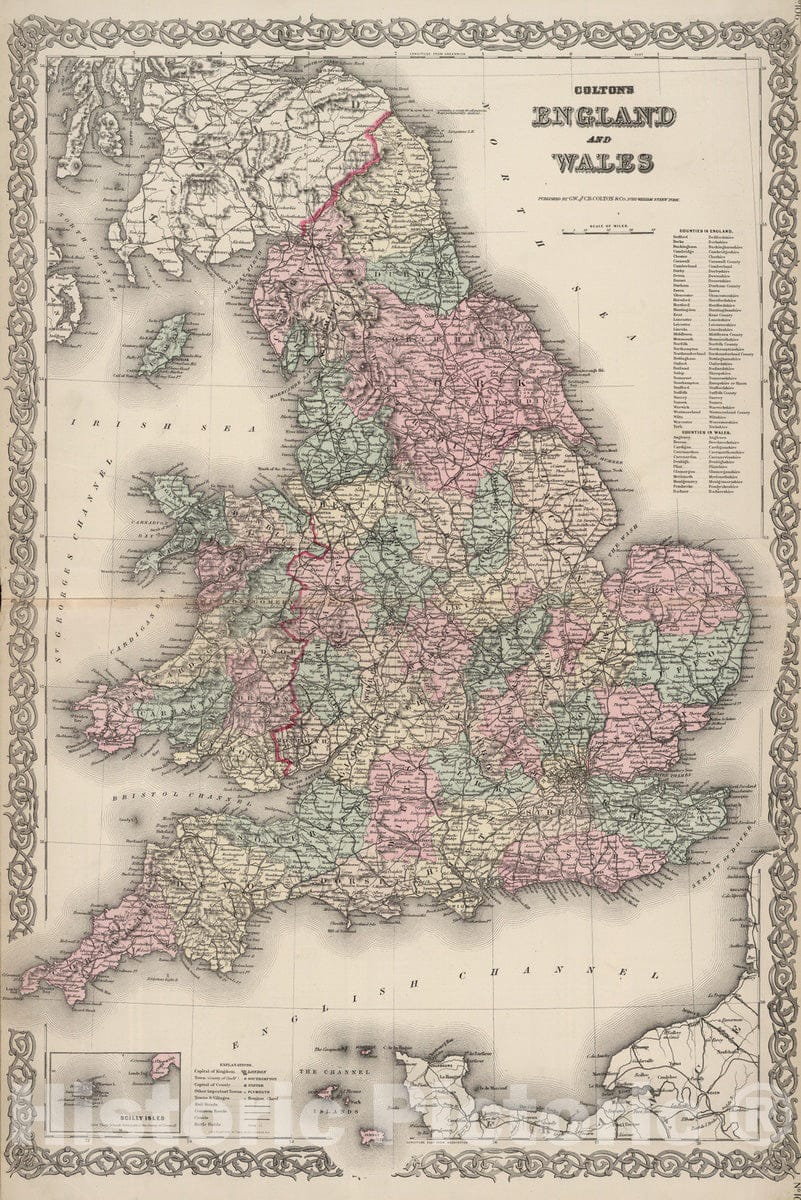 Historic Map : 1886 England and Wales. v1 - Vintage Wall Art