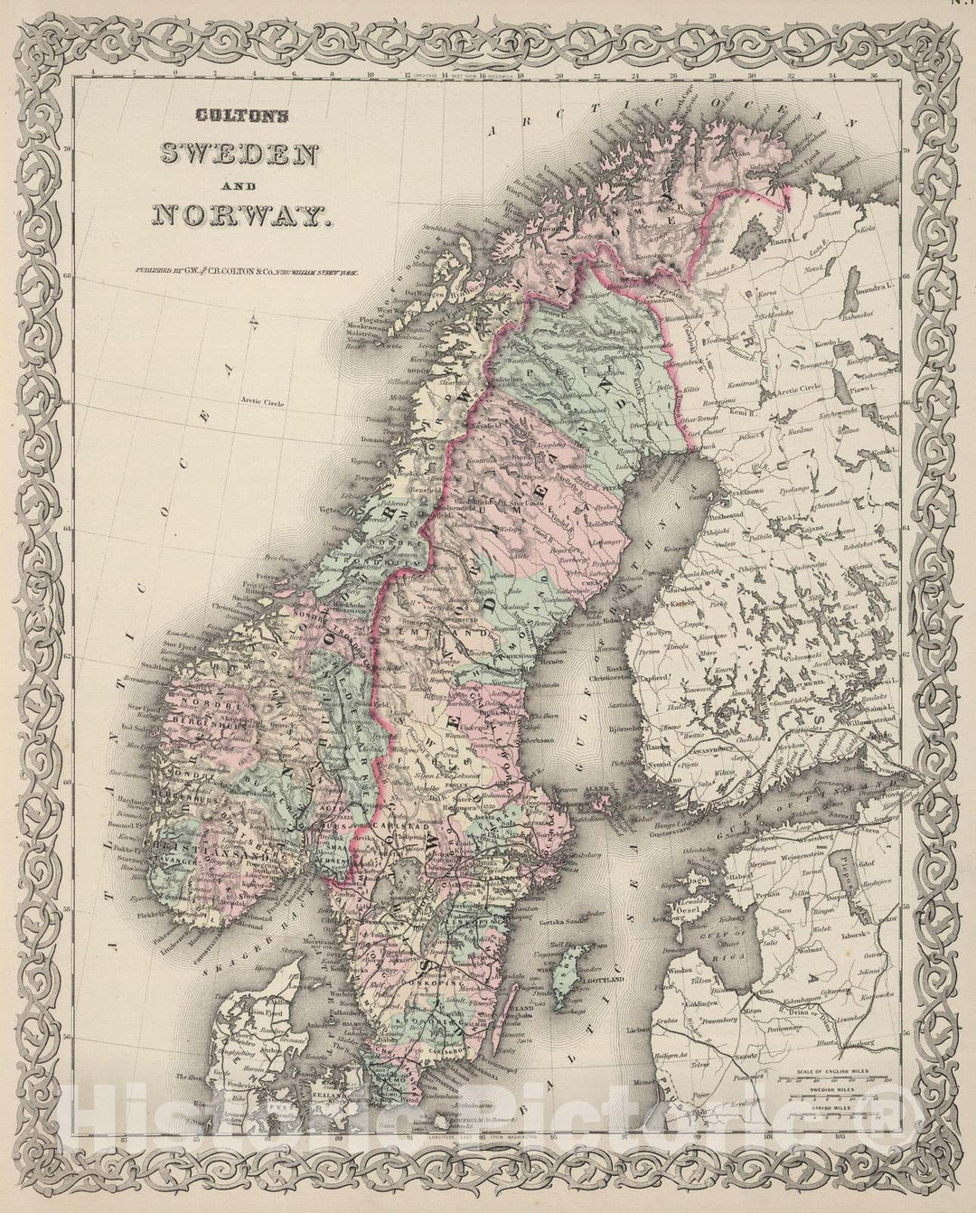 Historic Map : 1886 Sweden and Norway. v1 - Vintage Wall Art