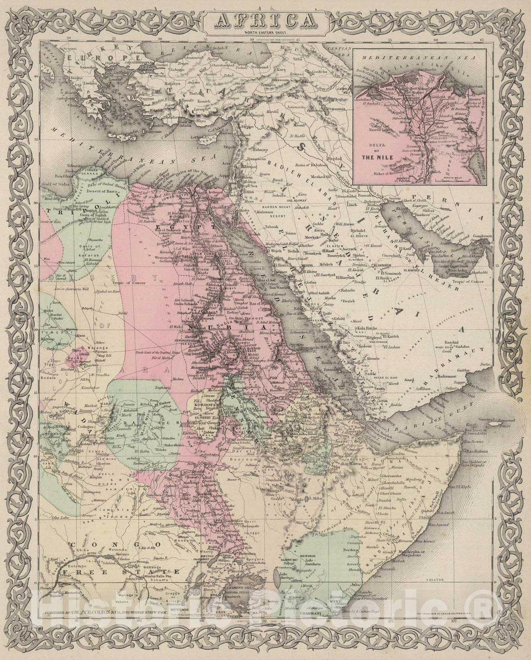 Historic Map : 1886 North Eastern Africa. - Vintage Wall Art