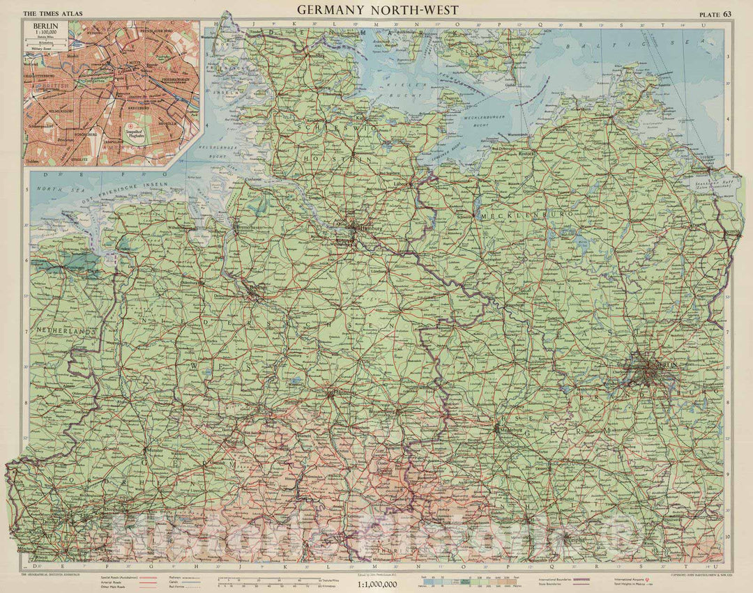 Historic Map : 1955 Germany North-West, Plate 63, V. III - Vintage Wall Art