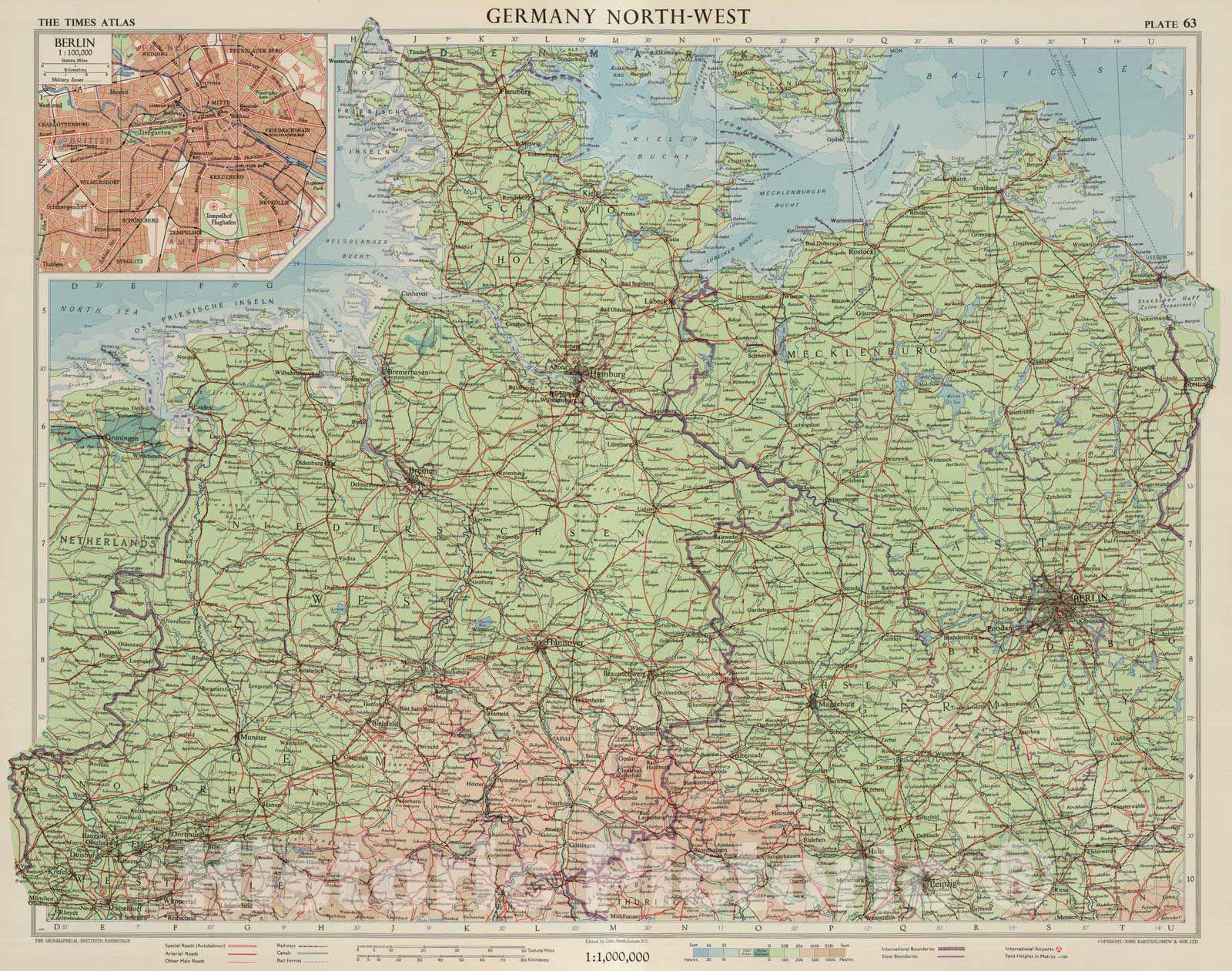 Historic Map : 1955 Germany North-West, Plate 63, V. III - Vintage Wall Art