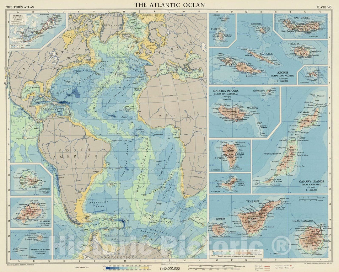 Historic Map : 1956 The Atlantic Ocean, Plate 96, V. IV - Vintage Wall Art