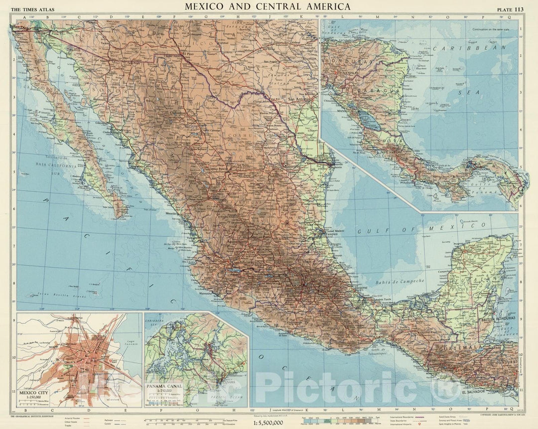 Historic Map : 1957 Mexico and Central America, Plate 113, Vol. V - Vintage Wall Art