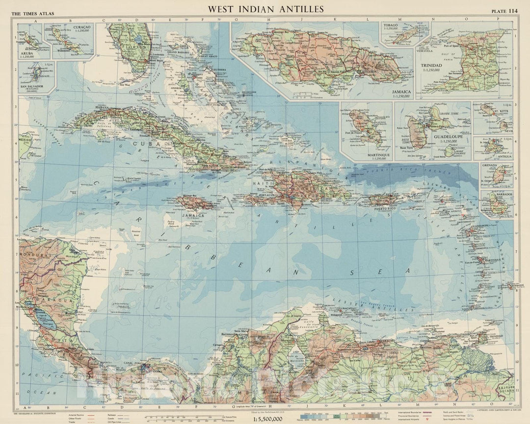 Historic Map : 1957 West Indian Antilles, Plate 114, Vol. V - Vintage Wall Art