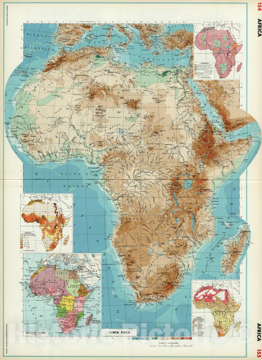 Historic Wall Map : 1952 Africa. - Vintage Wall Art