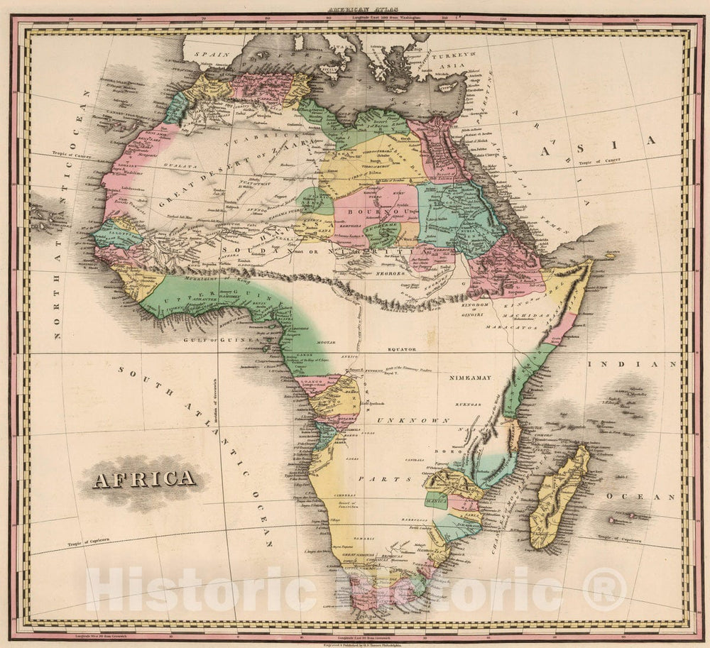 Historic Map - 1833 Africa. - Vintage Wall Art