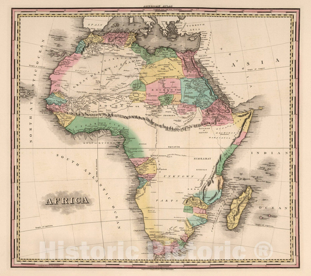 Historic Map - 1833 Africa. - Vintage Wall Art