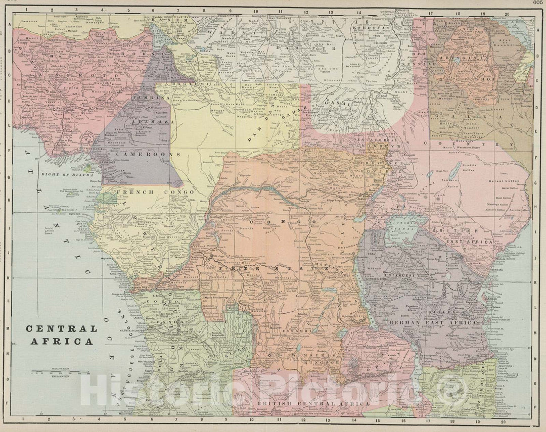 Historic Map : 1901 Central Africa. - Vintage Wall Art