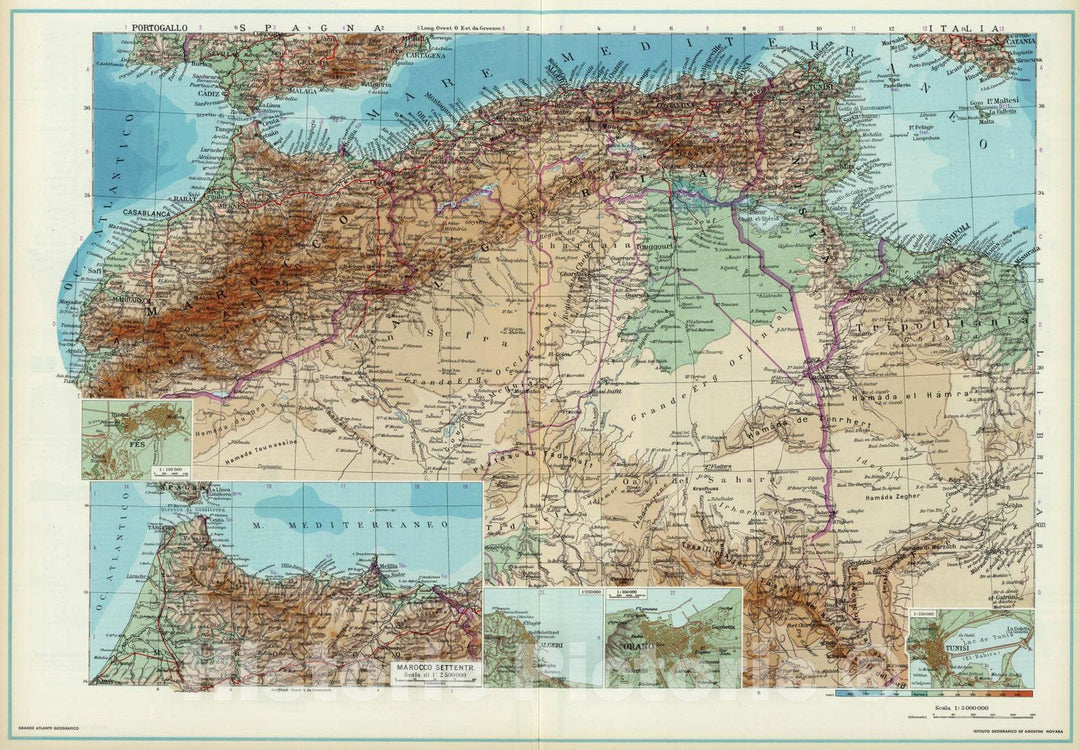 Historic Map : 1952 Northwest Africa. v1 - Vintage Wall Art