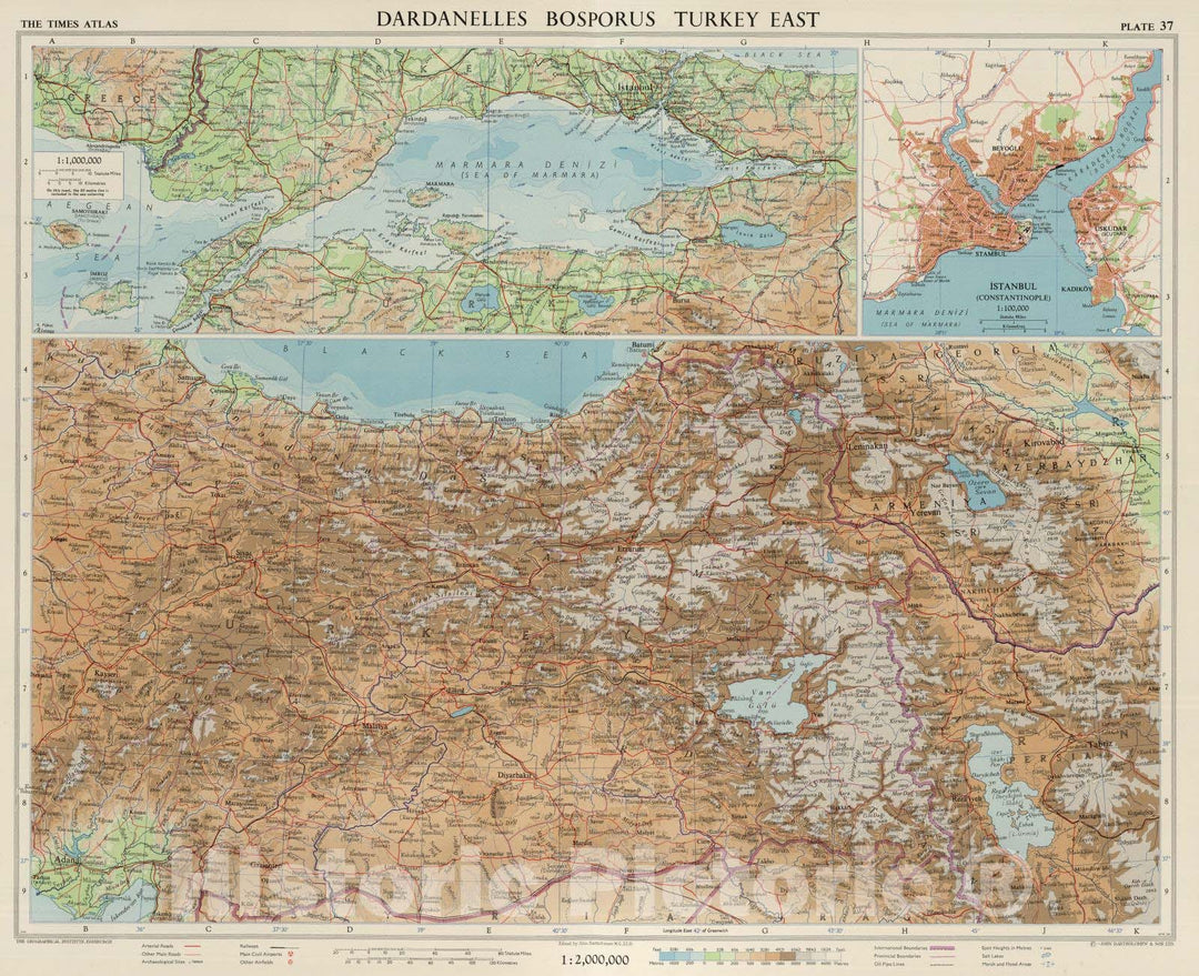 Historic Map : 1959 Dardanelles Bosporus, Turkey East. Plate 37, V. II - Vintage Wall Art