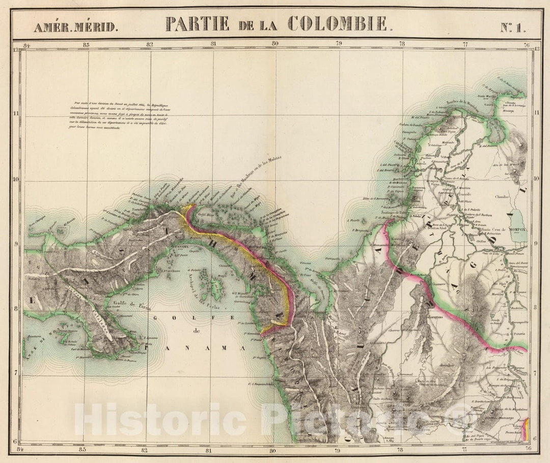 Historic Map : Colombia; Panama, 1827 Partie, Colombie. Amer. Merid. 1. , Vintage Wall Art