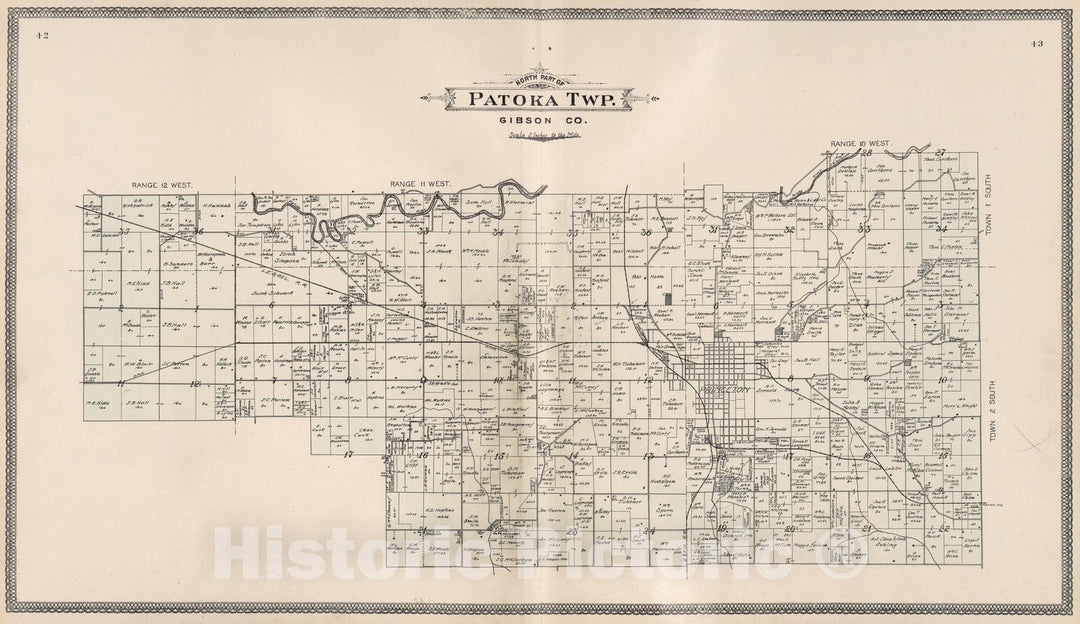 Historic Map : 1899 Patoka Township, Gibson County, Indiana. - Vintage Wall Art