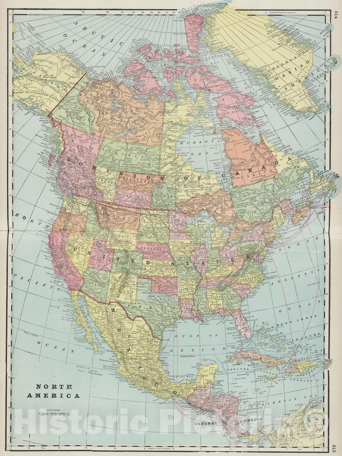 Historic Map : 1901 North America. - Vintage Wall Art