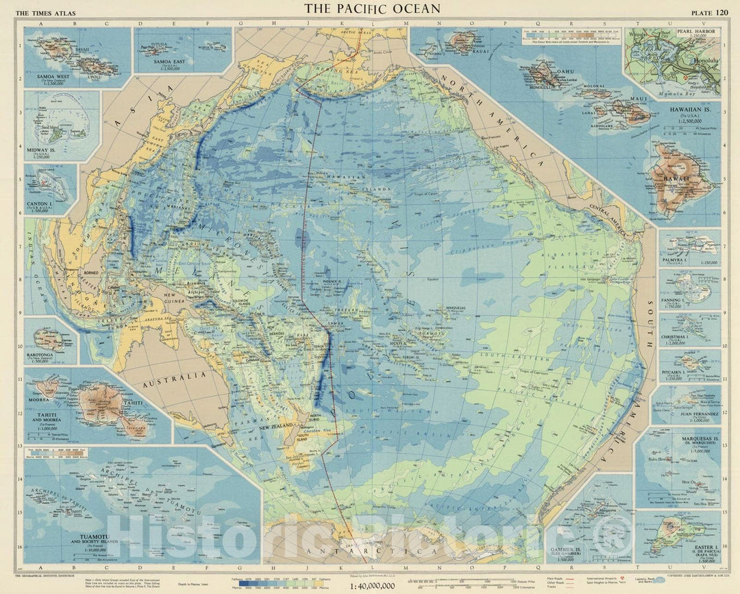 Historic Map : 1957 The Pacific Ocean, Plate 120, Vol. V - Vintage Wall Art