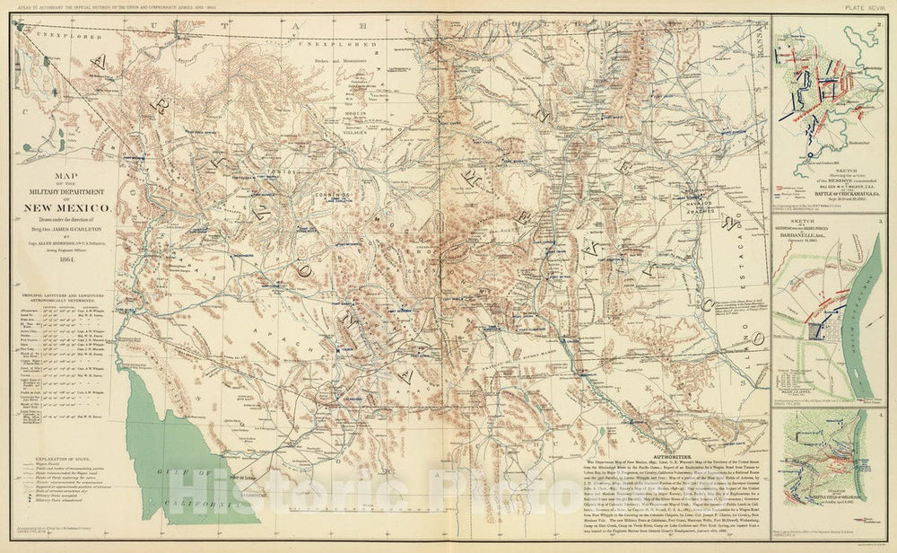 Historic Map - Military Atlas - 1895 Mil. Dept. New Mexico. - Vintage Wall Art