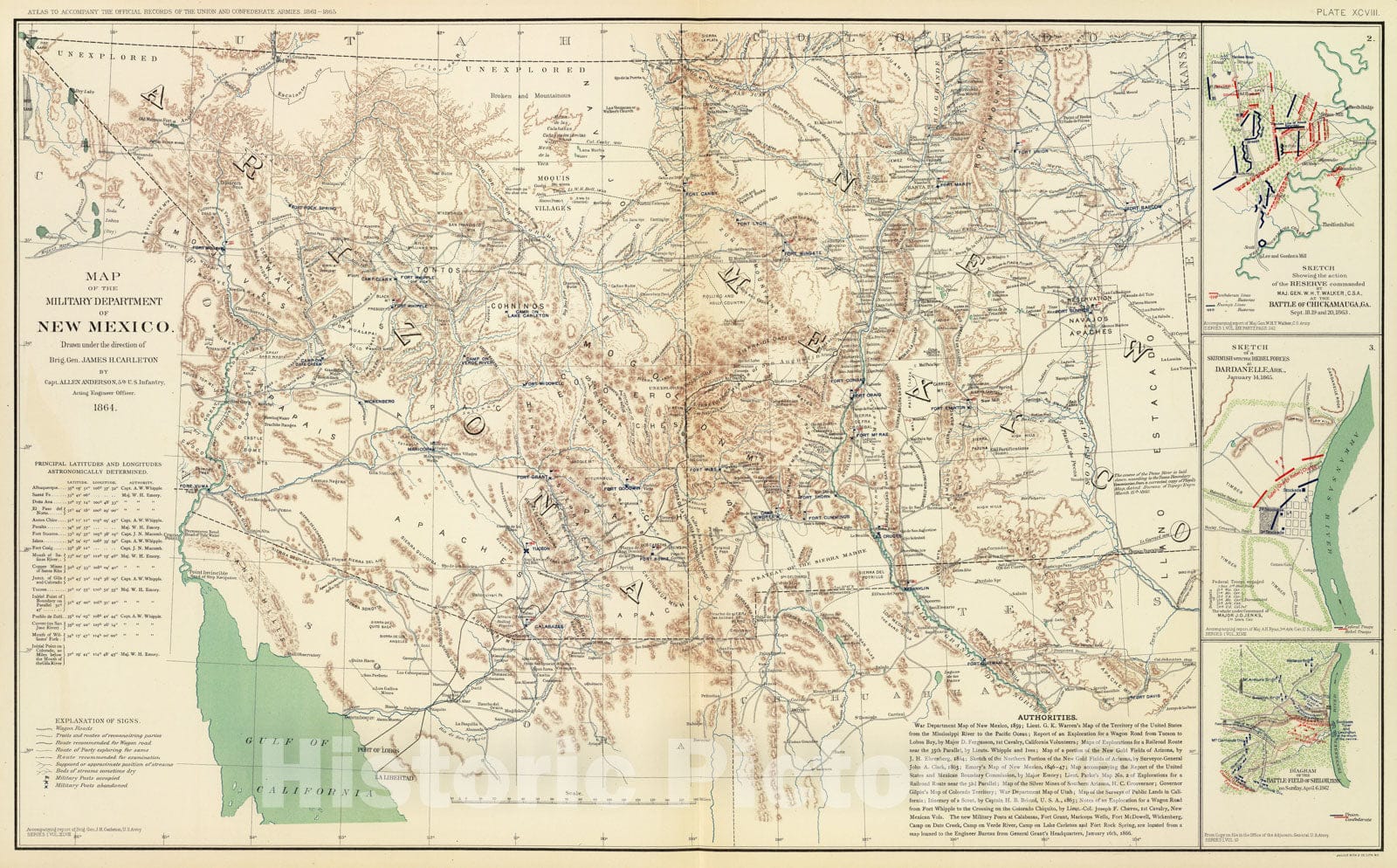 Historic Map - Military Atlas - 1895 Mil. Dept. New Mexico. - Vintage Wall Art