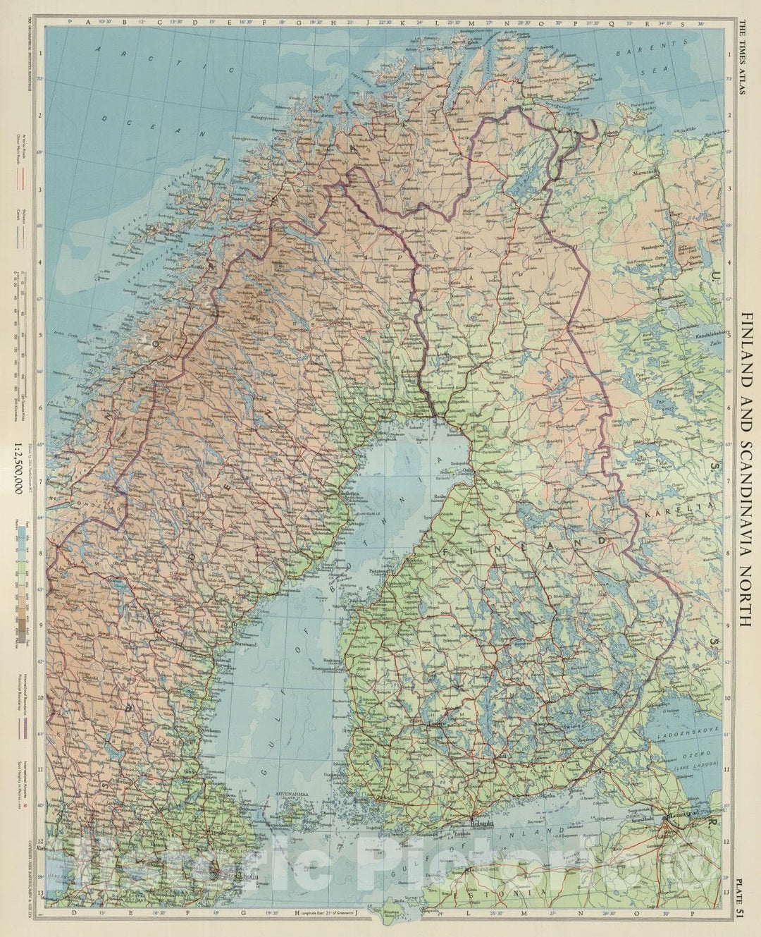 Historic Map : 1955 Finland and Scandinavia North, Plate 51, V. III - Vintage Wall Art