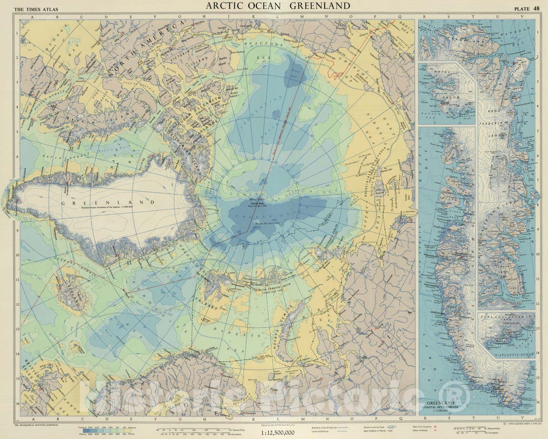 Historic Map : 1959 Arctic Ocean, Greenland. Plate 47, V. II - Vintage Wall Art