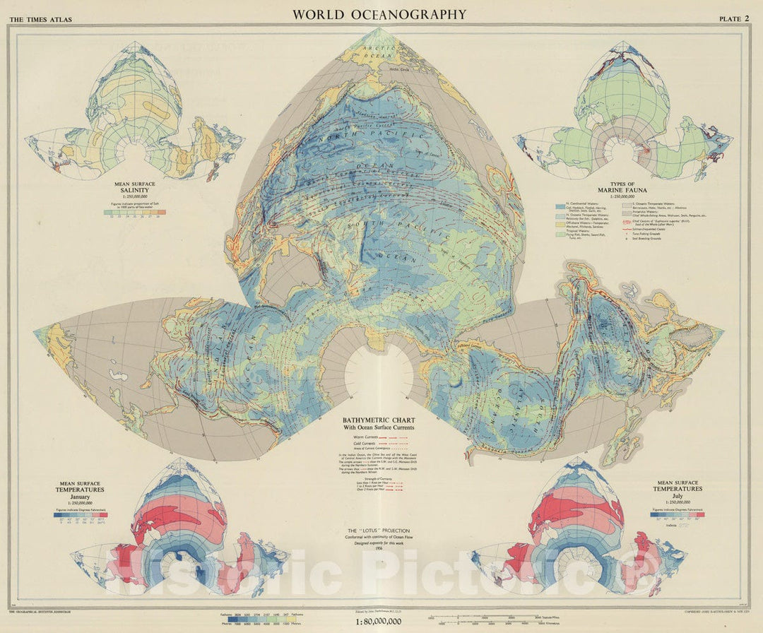 Historic Map : 1958 World Oceanography, Plate 2, v.1 - Vintage Wall Art