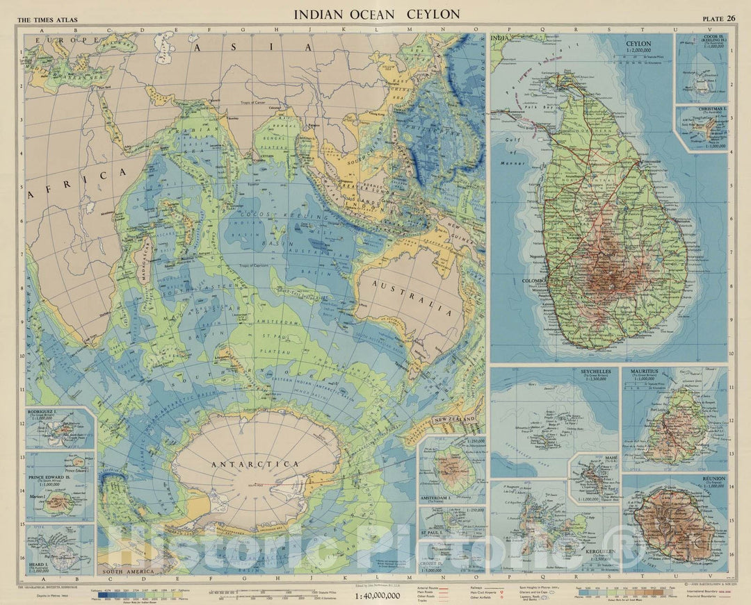 Historic Map : 1959 Indian Ocean, Ceylon. Plate 26, V.II - Vintage Wall Art