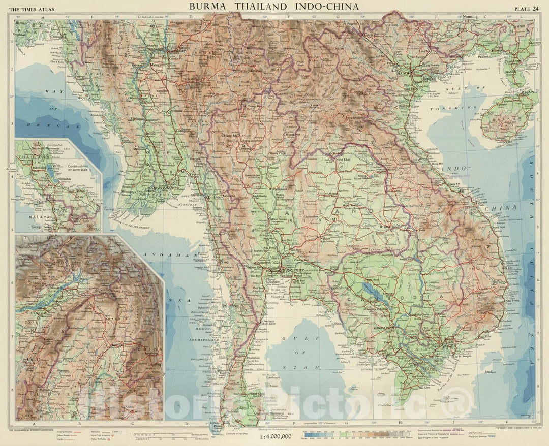 Historic Map : 1958 Burma Thailand Indo-China. Plate 24, v.1 - Vintage Wall Art