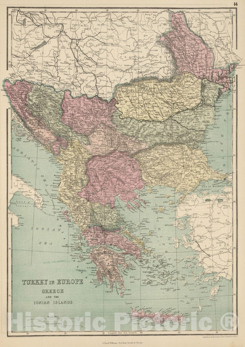 Historic Map : 1873 Turkey in Europe, Greece and the Ionian Islands. - Vintage Wall Art