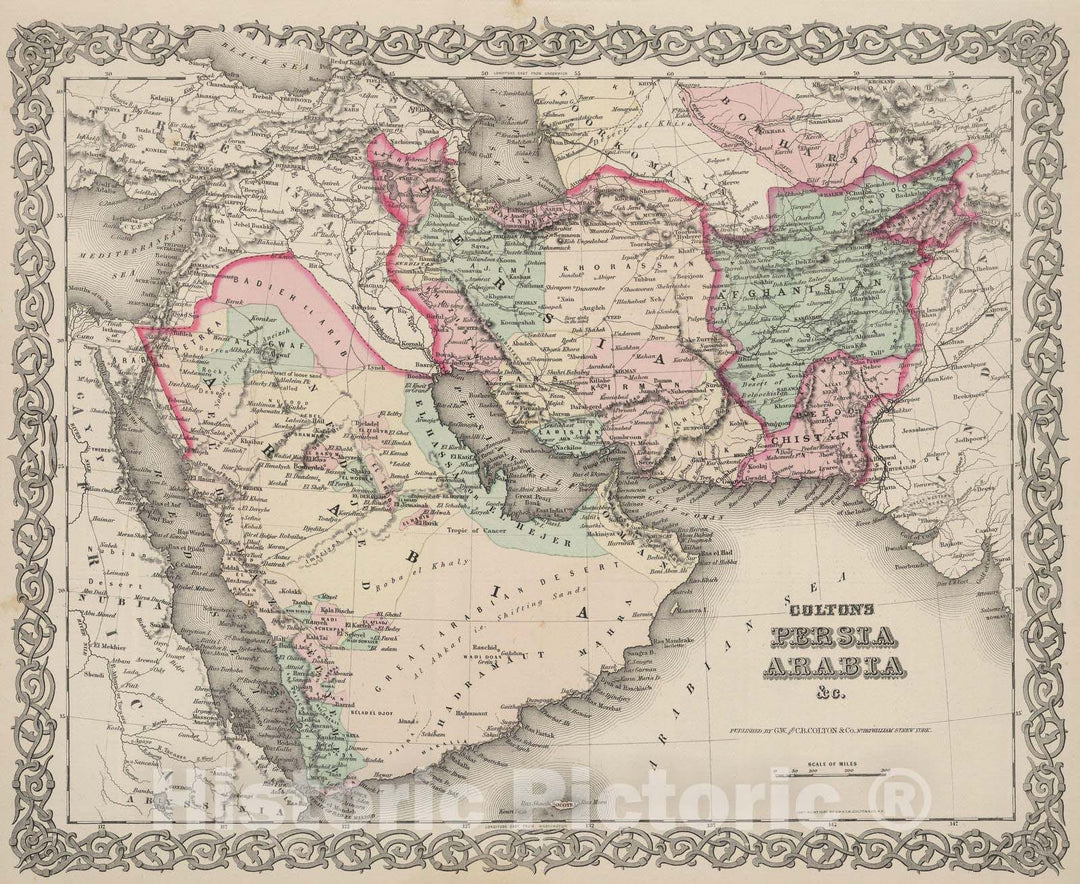 Historic Map : 1886 Persia Arabia. - Vintage Wall Art