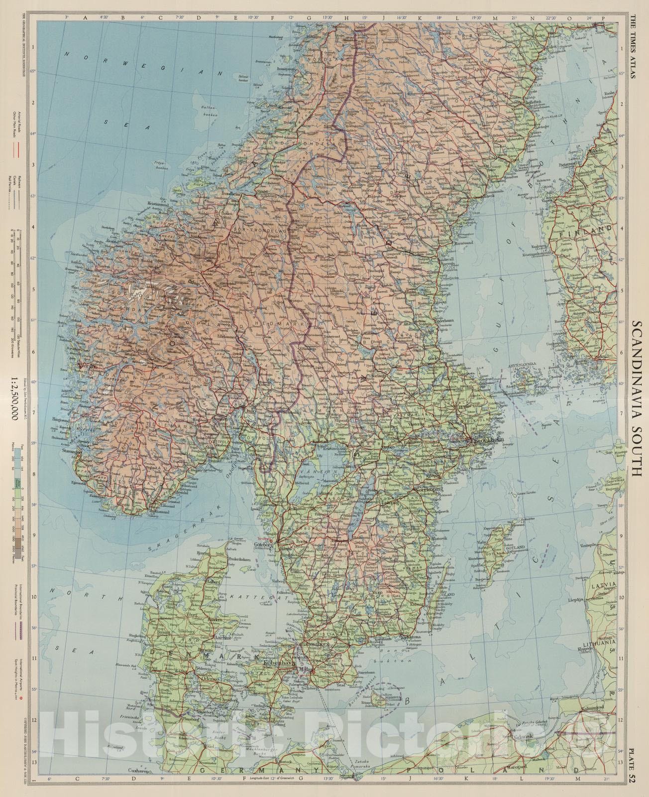 Historic Map : 1955 Scandinavia South, Plate 52, V. III - Vintage Wall Art