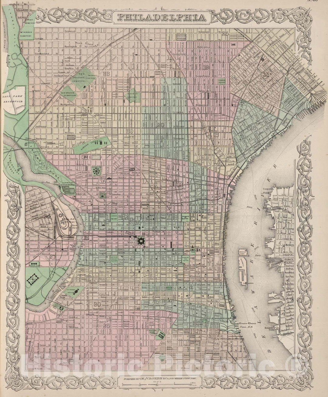 Historic Map : 1886 Philadelphia. v2 - Vintage Wall Art