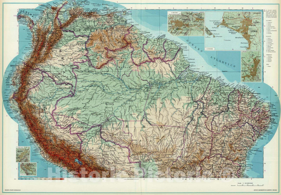 Historic Map : 1952 South America. v1 - Vintage Wall Art