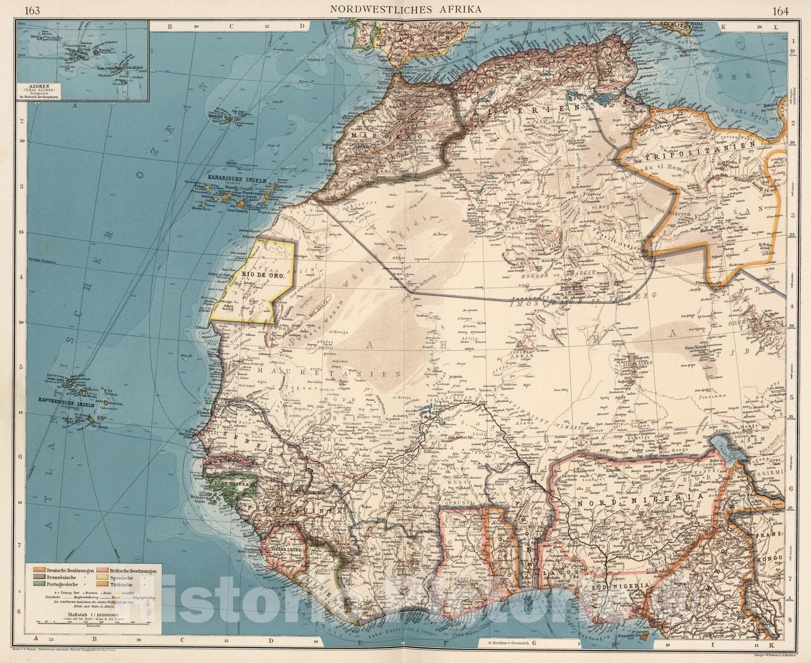 Historic Map : Africa, West 1905 Nordwestliches Afrika , Vintage Wall Art