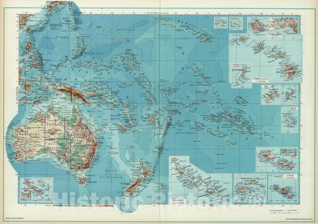 Historic Map : 1952 Australia, Oceania. - Vintage Wall Art