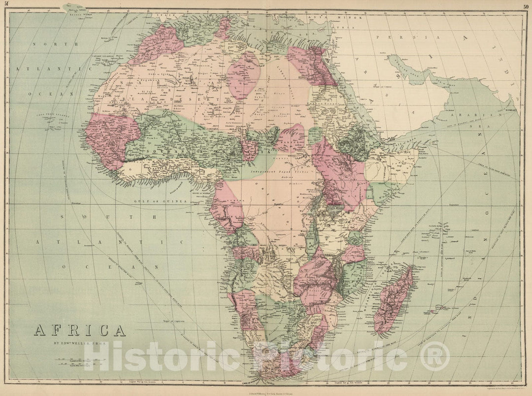 Historic Map : 1873 Africa. v1 - Vintage Wall Art