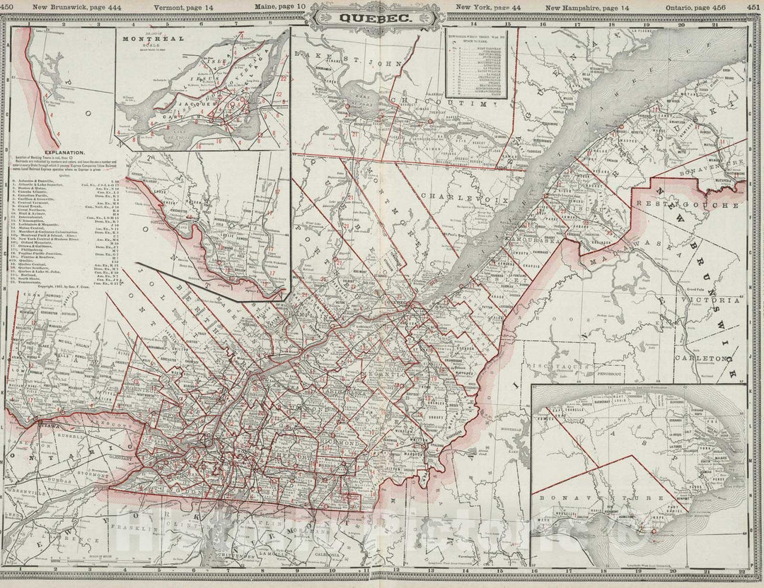 Historic Map : 1901 Quebec. v2 - Vintage Wall Art