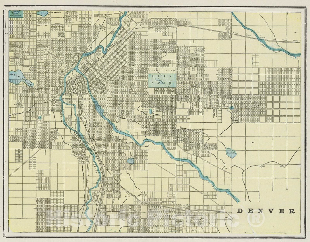 Historic Map : 1901 Denver. - Vintage Wall Art