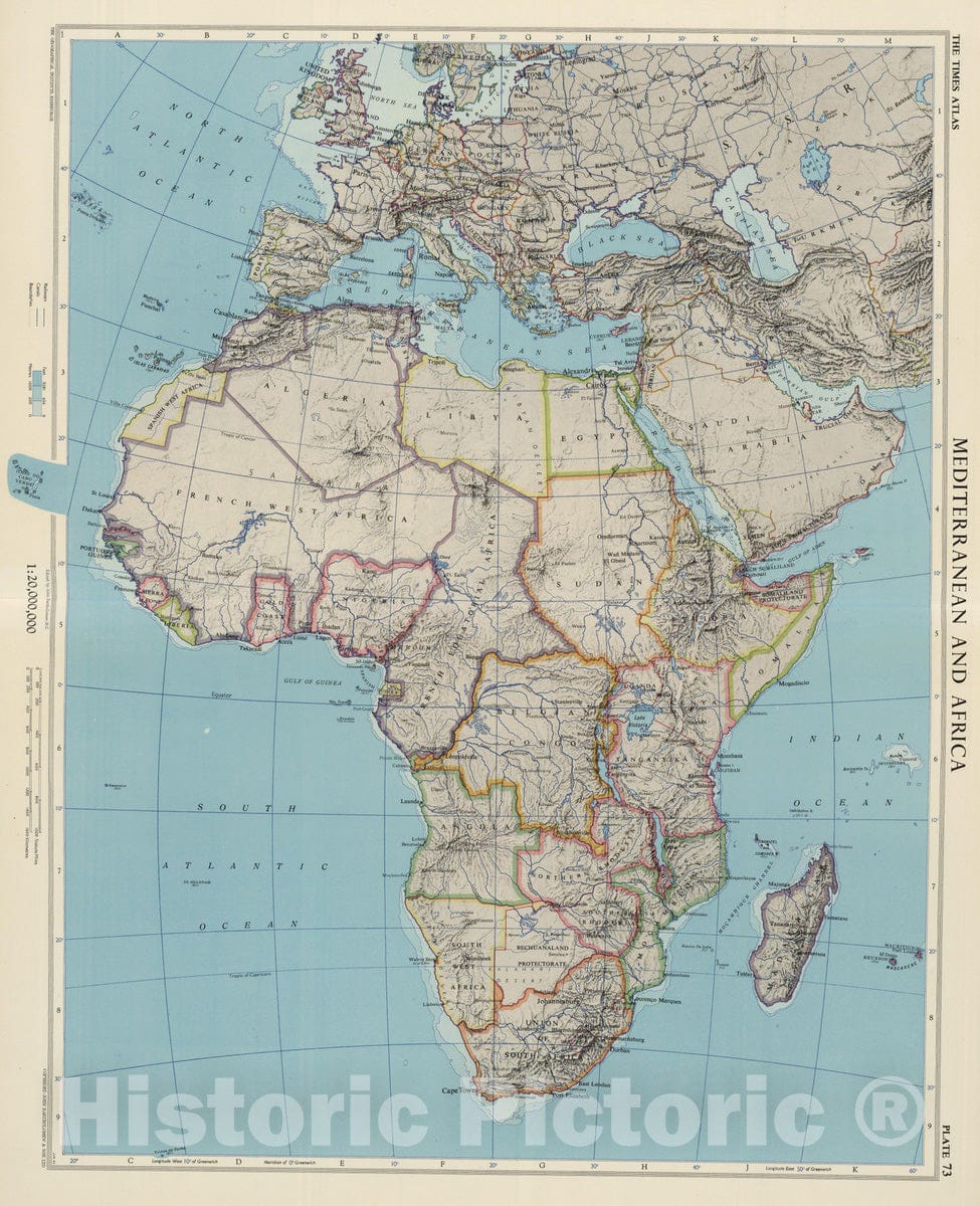 Historic Map : 1956 Mediterranean and Africa, Plate 73, V. IV - Vintage Wall Art