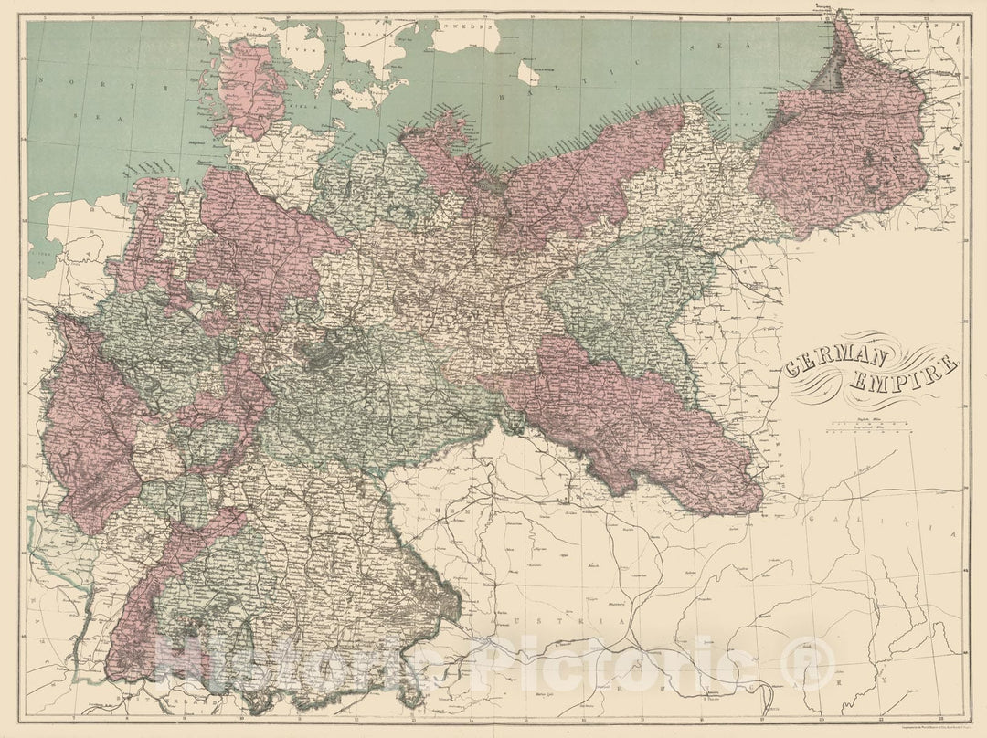 Historic Map - World Atlas - 1873 German Empire. - Vintage Wall Art