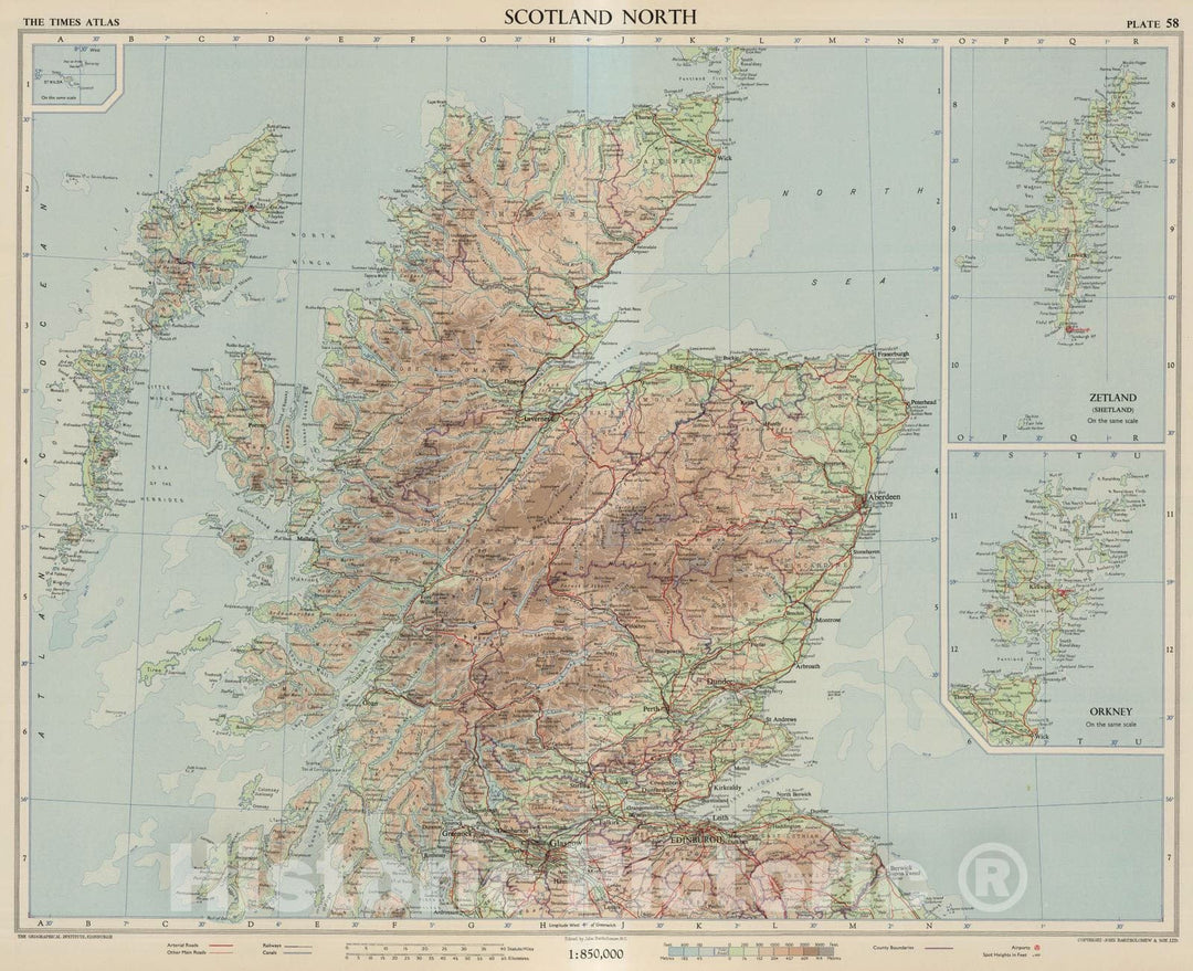 Historic Map : 1955 Scotland North, Plate 58, V. III - Vintage Wall Art