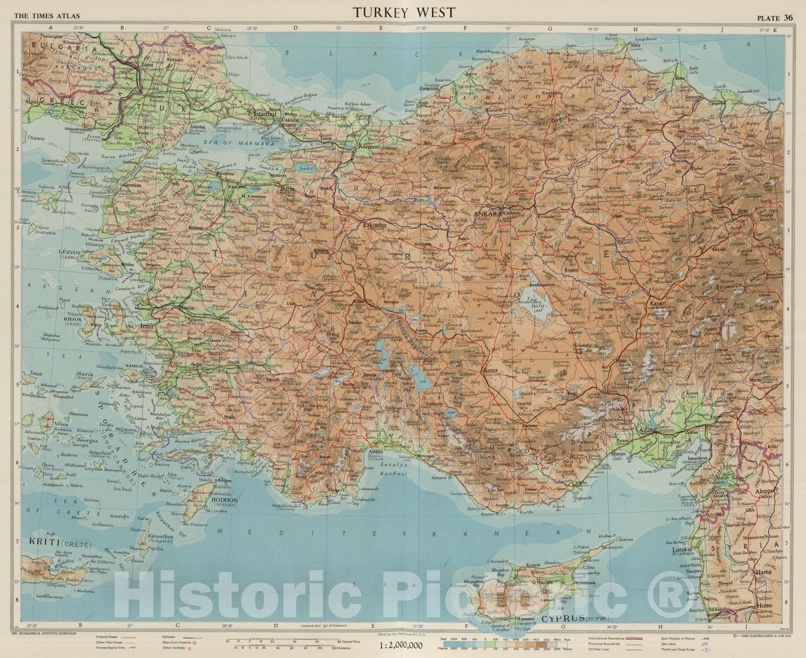 Historic Map : 1959 Turkey West. Plate 36, V. II - Vintage Wall Art