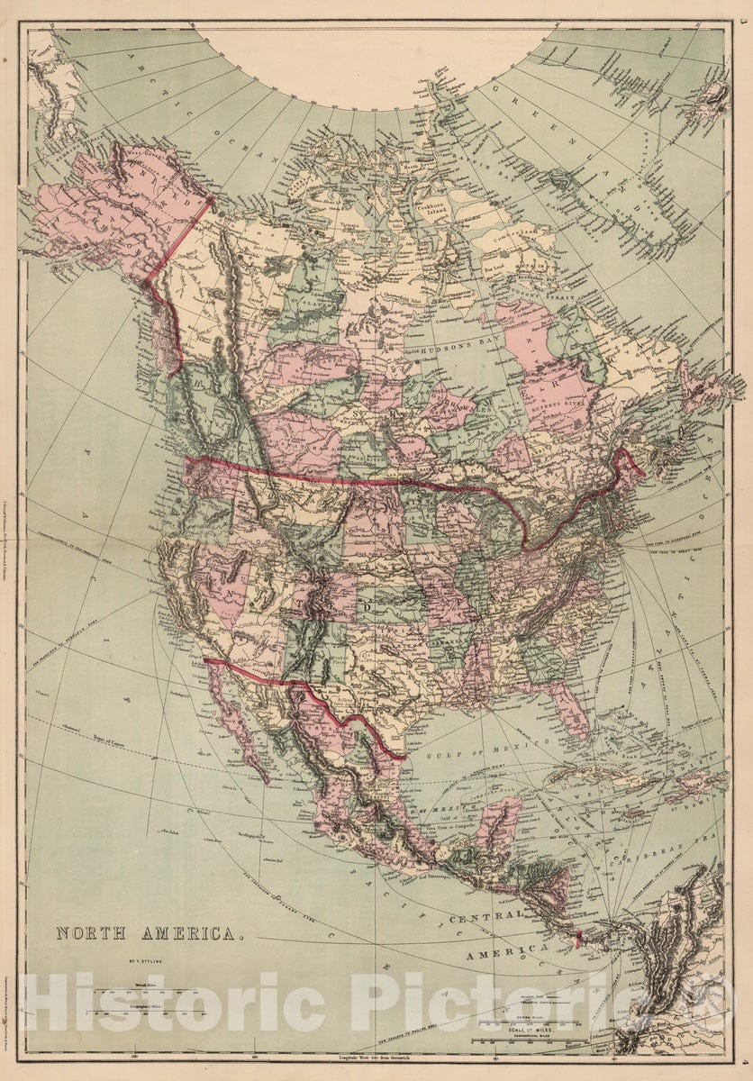 Historic Map : 1873 North America. v1 - Vintage Wall Art