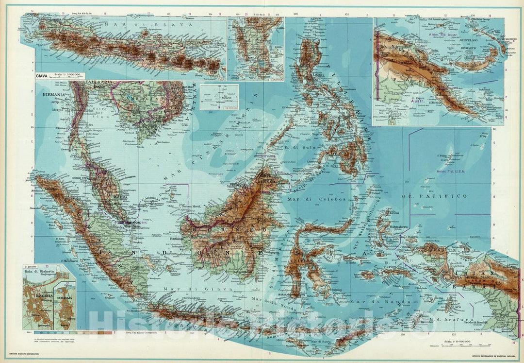 Historic Map : 1952 Indonesia, Phillipines, and Papua New Guinea. - Vintage Wall Art