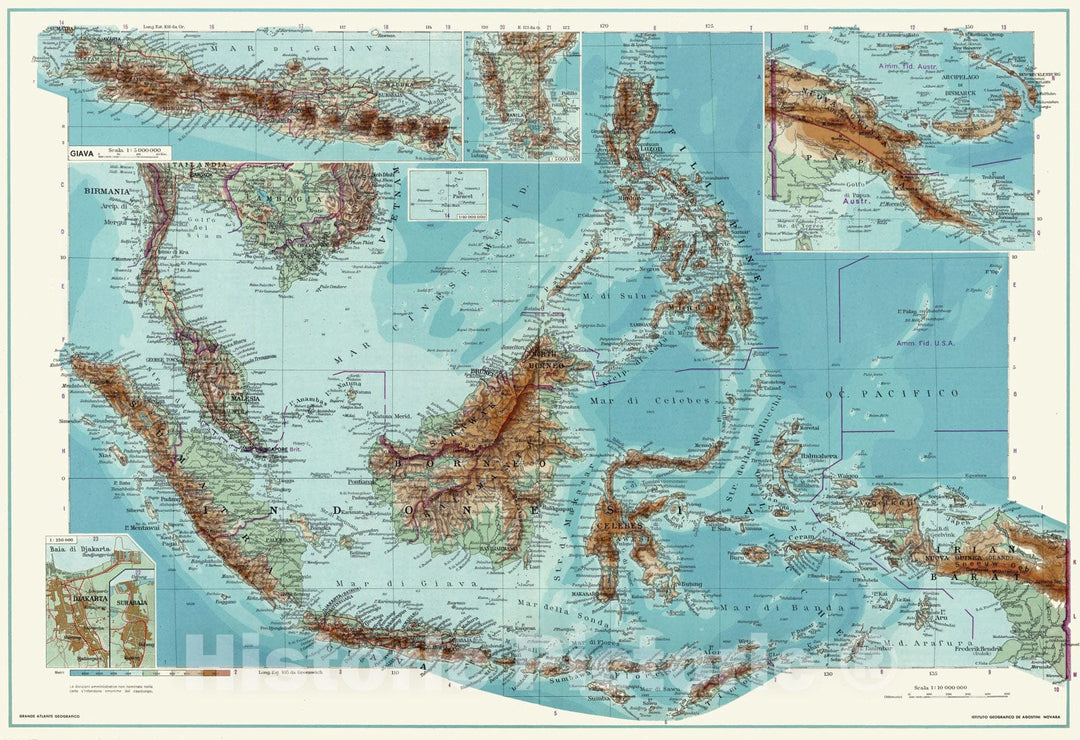 Historic Map : 1952 Indonesia, Phillipines, and Papua New Guinea. - Vintage Wall Art