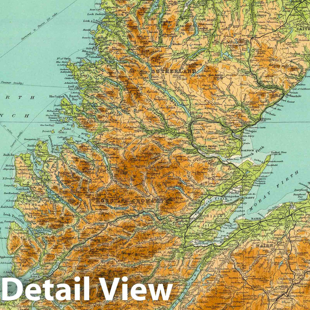 Historic Map : 1922 Scotland - northern section. - Vintage Wall Art