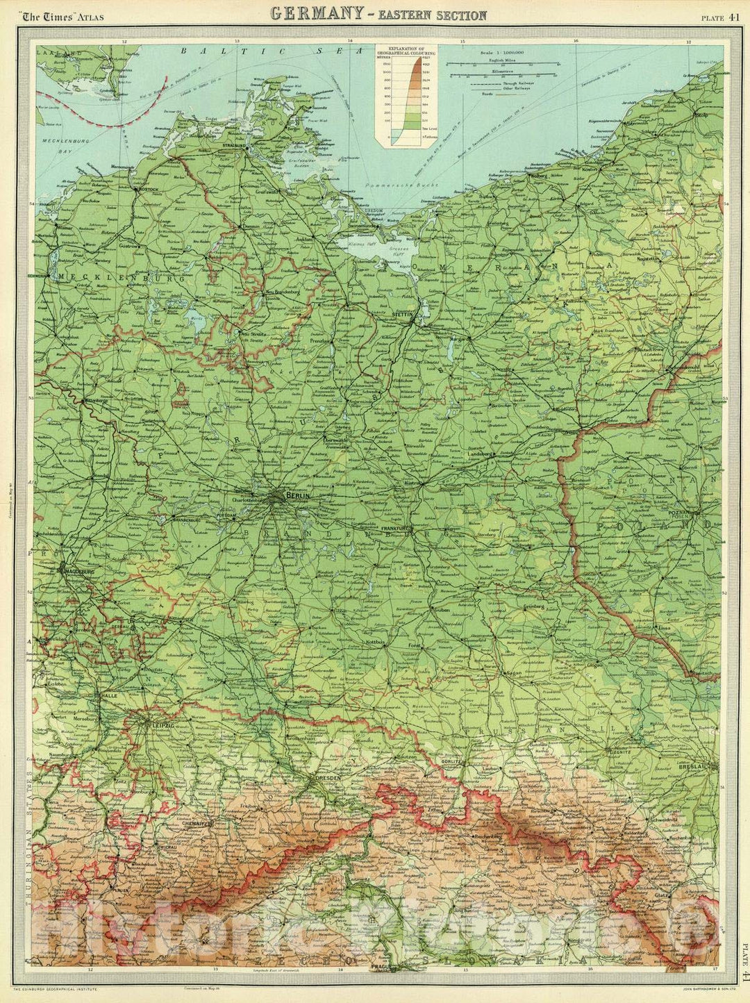 Historic Map : 1922 Germany - eastern section. - Vintage Wall Art