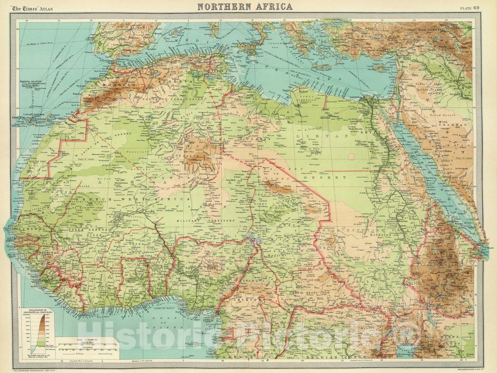 Historic Map : 1922 Northern Africa. - Vintage Wall Art