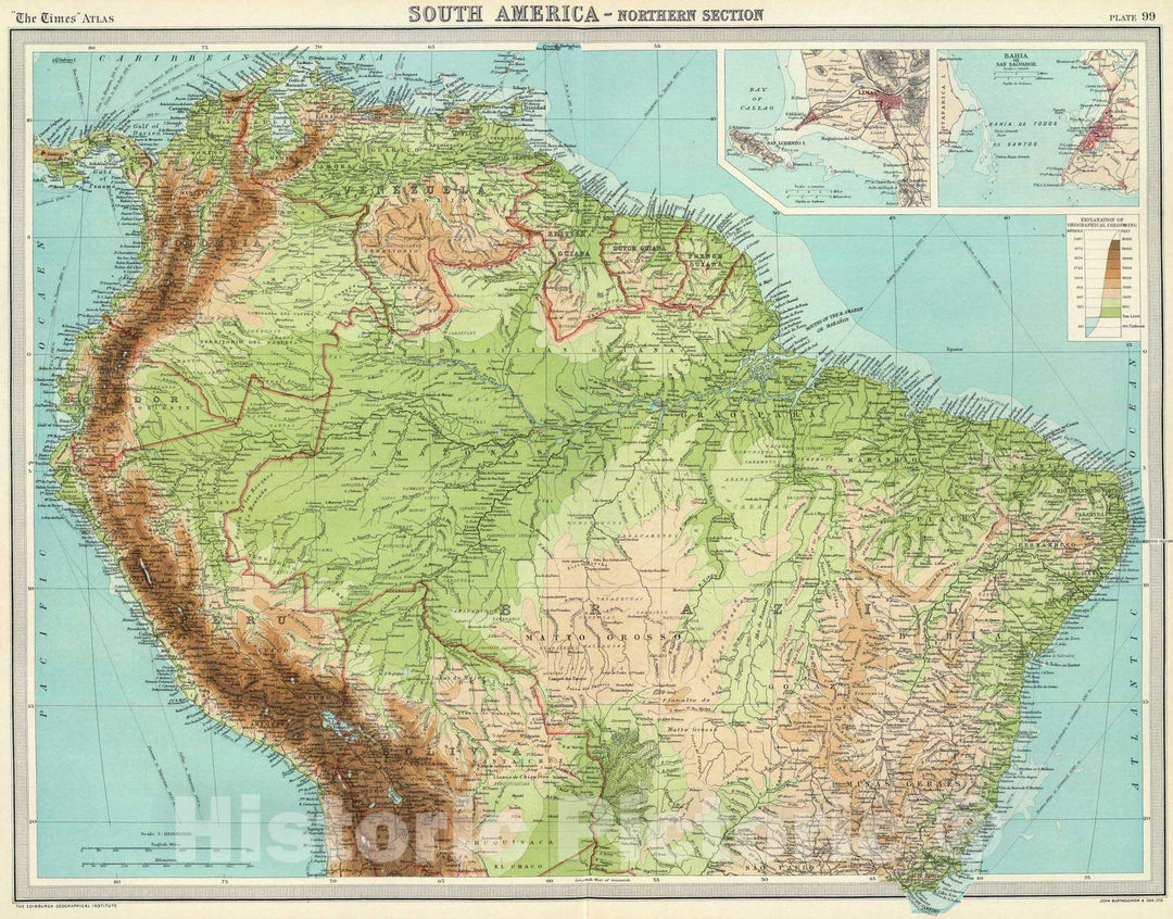 Historic Map : 1922 South America - northern section. - Vintage Wall Art