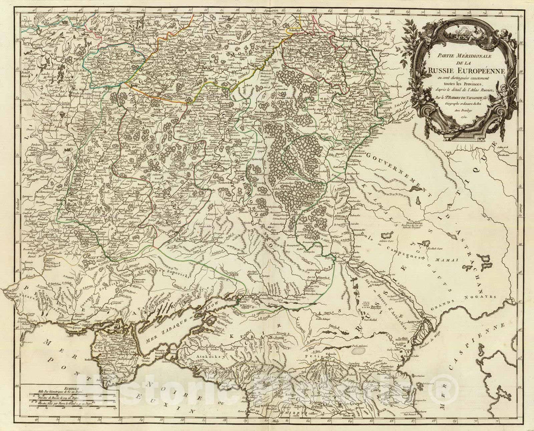 Historic Map : Russia; Ukraine, 1752 Russie Europeenne nord. , Vintage Wall Art