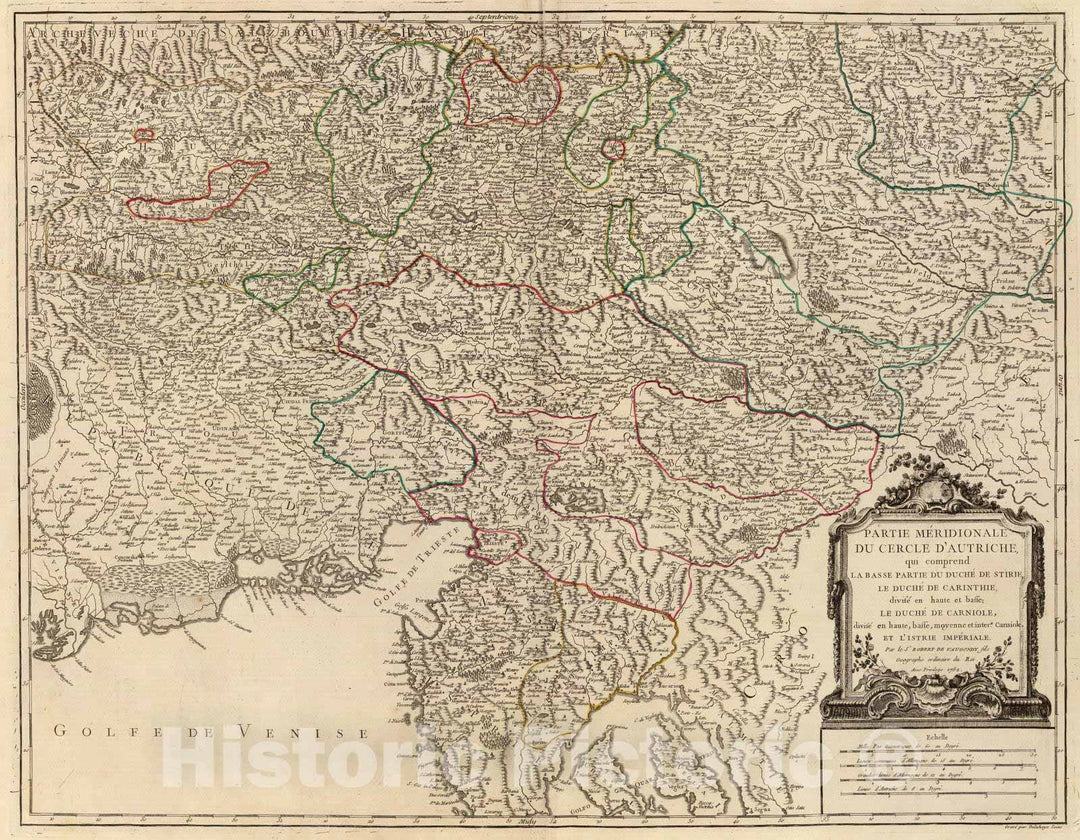 Historic Map : Austria; Italy, 1752 Autriche meridionale. , Vintage Wall Art