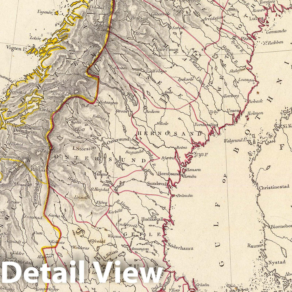 Historic Map : 1841 Sweden, Norway and Denmark : Vintage Wall Art