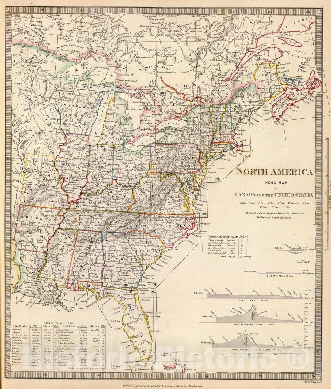 Historic Map : 1834 North America index map. - Vintage Wall Art